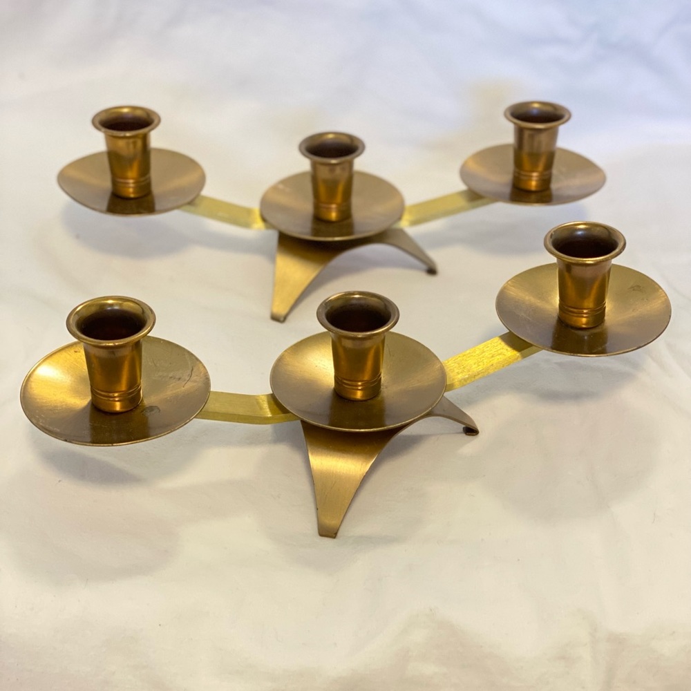 MCM vintage Vogue brass candle holder set